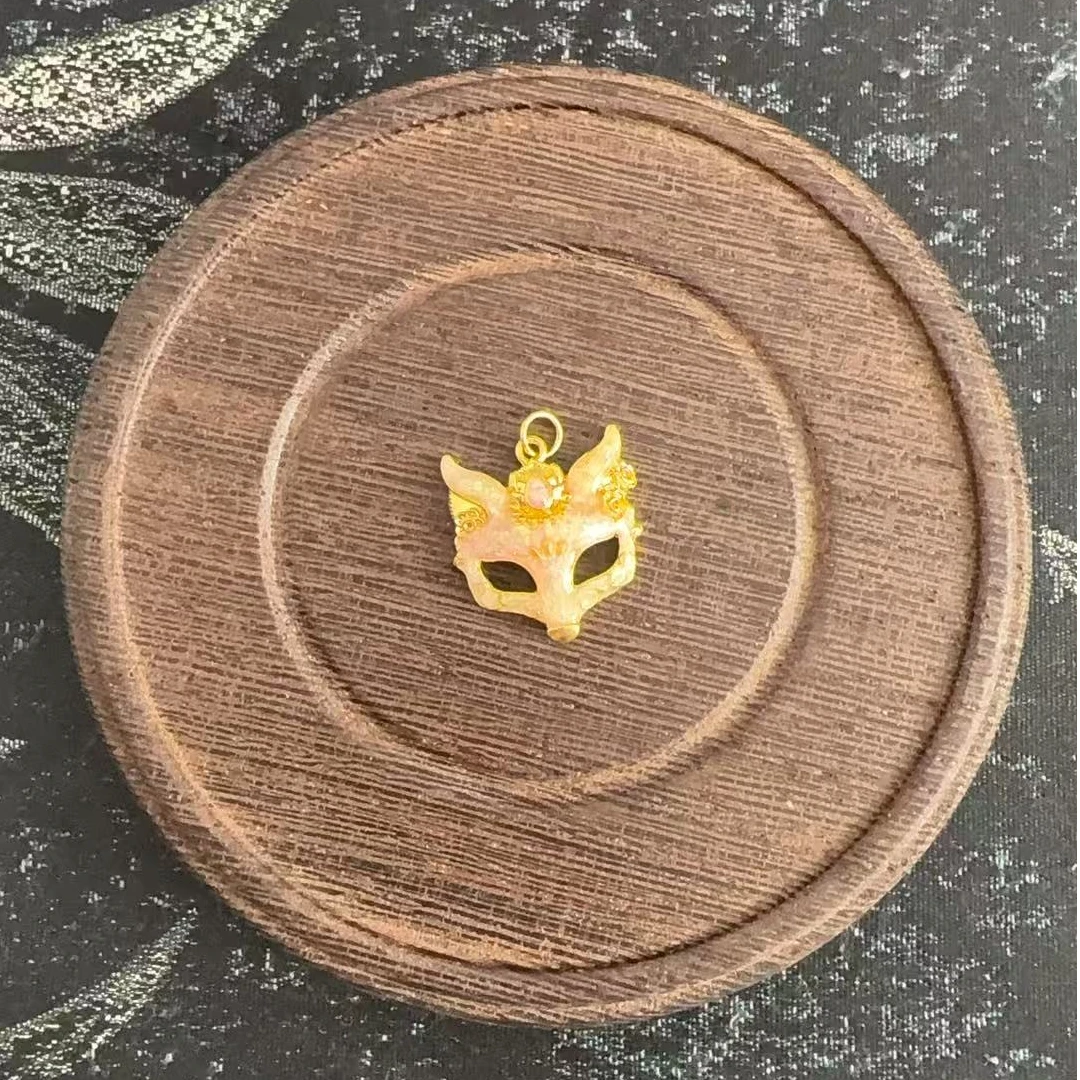 足金999粉色狐狸面具配件