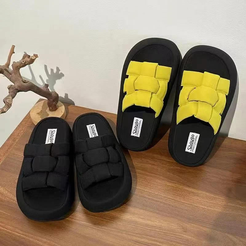 夏季一字拖鞋编织厚底休闲一字拖沙滩鞋凉鞋赫本风