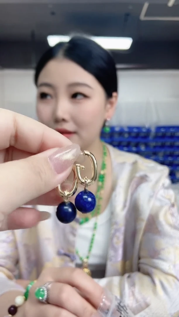 【闪购商品】青金石耳饰未镶嵌多样性发其一颜色微差