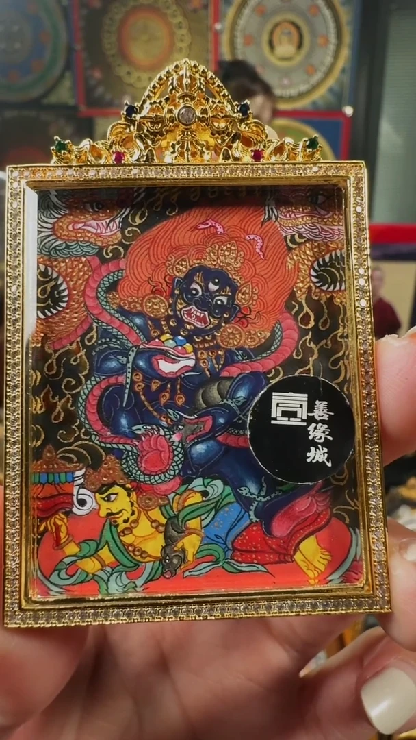 吊坠壹善缘城手绘唐卡黑C