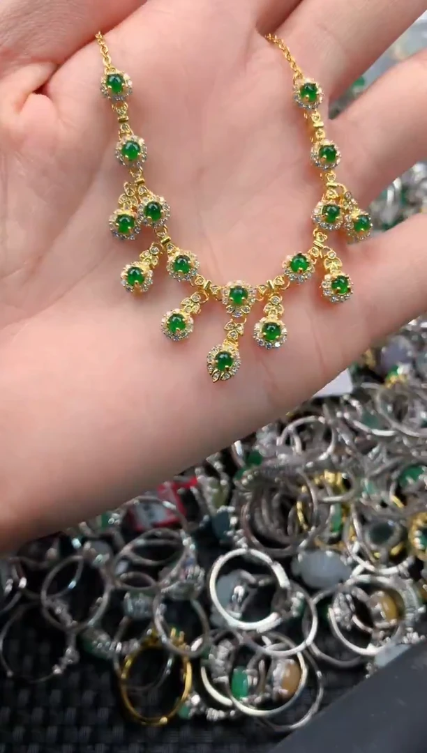 银S925镶嵌戒指翡翠444   8