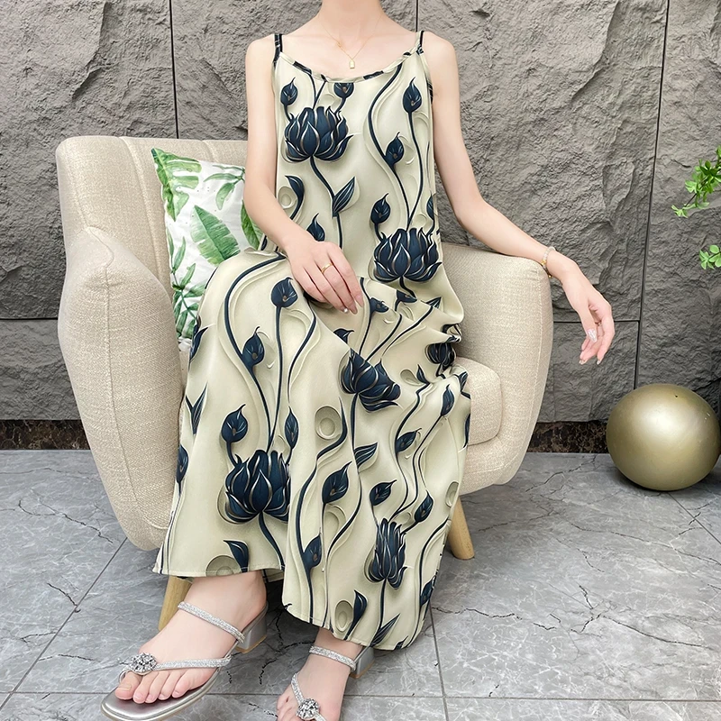 【步步生莲】新中式碎花法式宽松气质吊带连衣裙#508