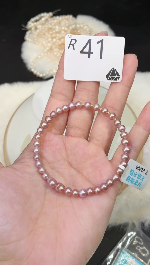 18K金镶嵌手镯淡水珍珠多样性发一R41