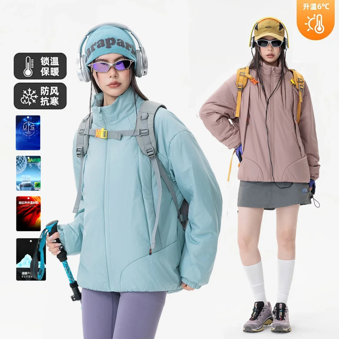 PAKA新款绵羊毛外套户外轻量化锁温保暖秋冬男女同款立领时尚棉服