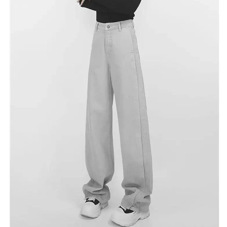 【弯刀直筒裤】莫兰迪灰牛仔裤女爆款2025新款高腰显瘦宽松气质时髦