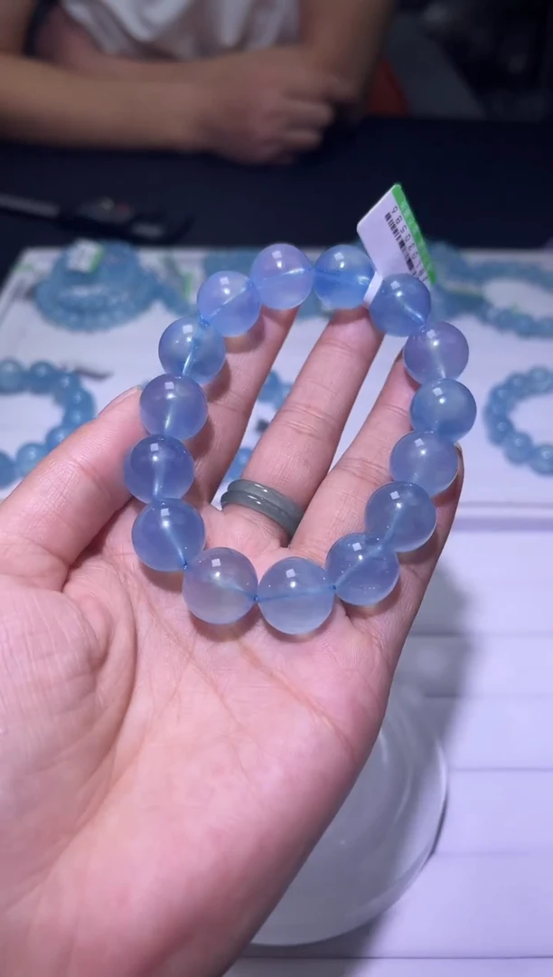 1海蓝宝石（处理）J050-14mm海蓝宝单圈-多样性发其一