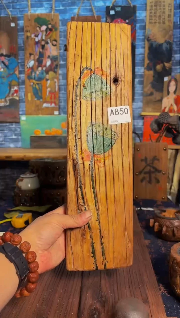 风化老门板丙烯画