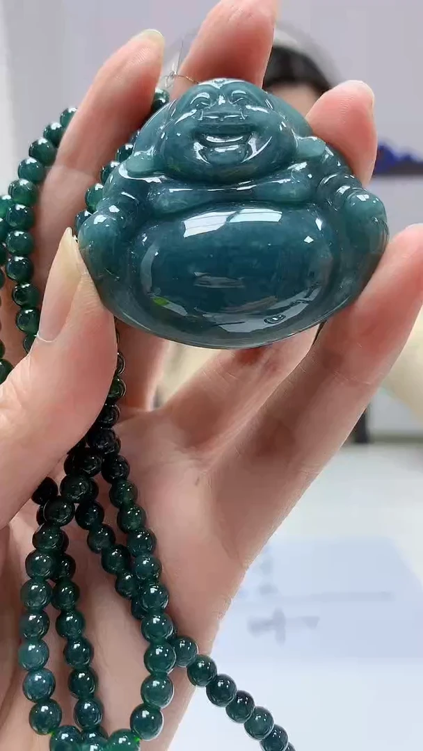 【闪购商品】定制翡翠未镶嵌0405zm-毛货佛公珠链一套109