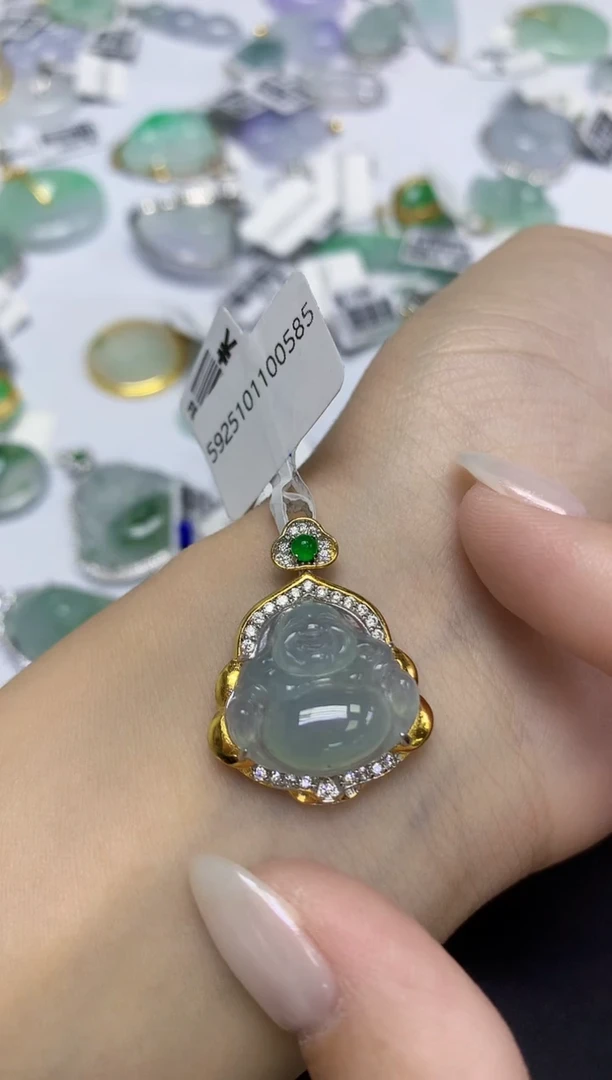 颈饰未镶嵌翡翠天然缅甸翡翠A货百元以上9元证书费自理