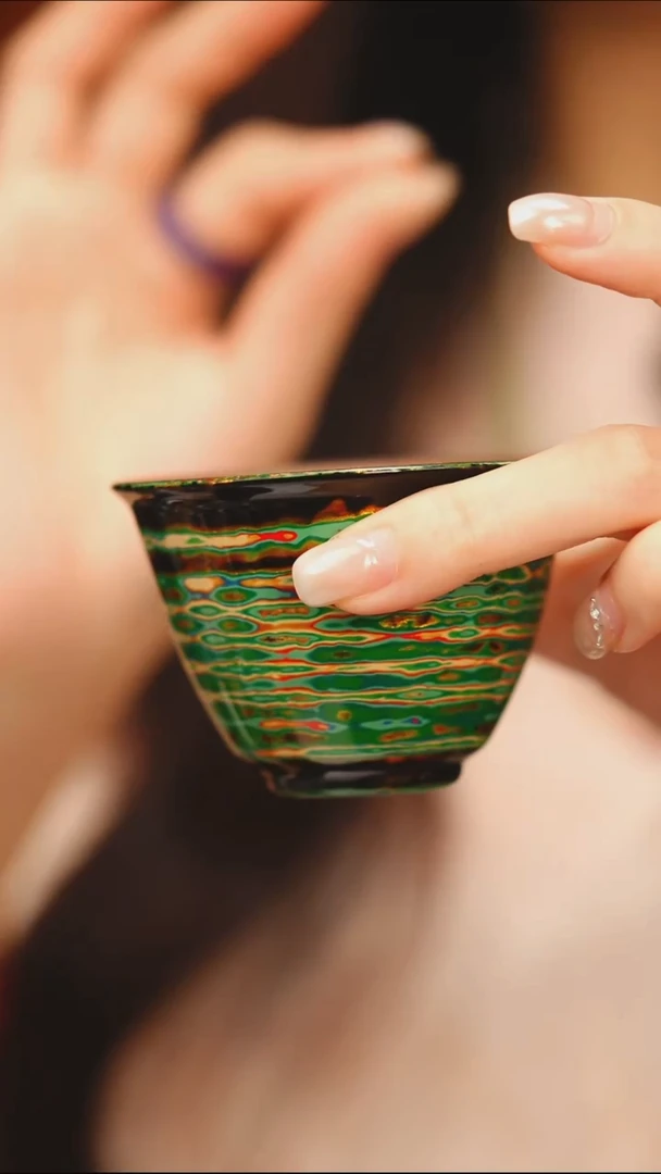 @绿色犀皮主人杯@非遗大漆