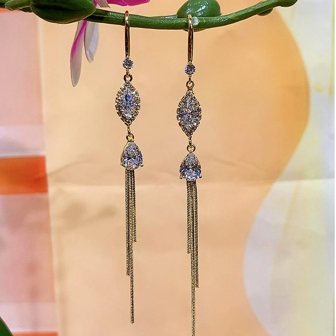 铜合金耳饰 （213号）女耳环日韩耳饰轻奢长款公主风