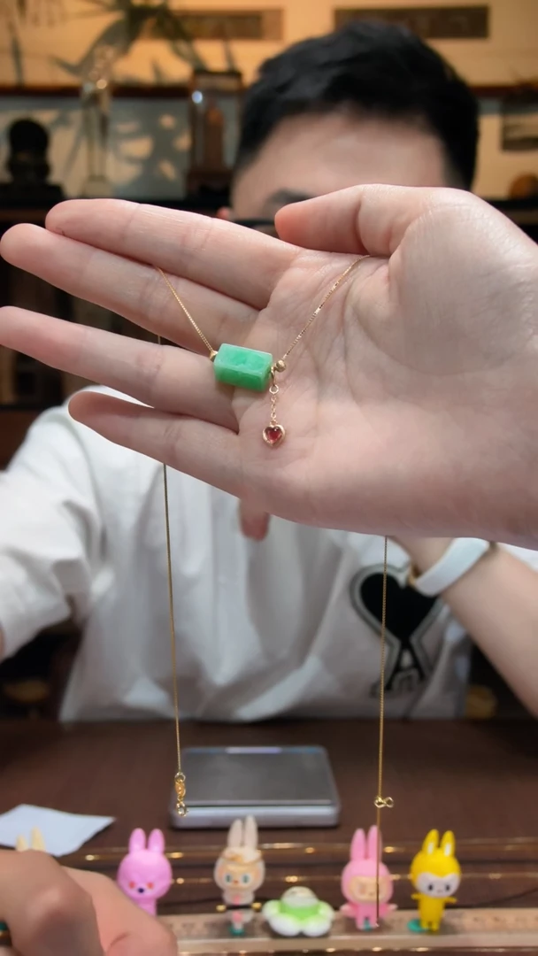 翡翠银S925镶嵌颈饰S925银翡翠颈链QK