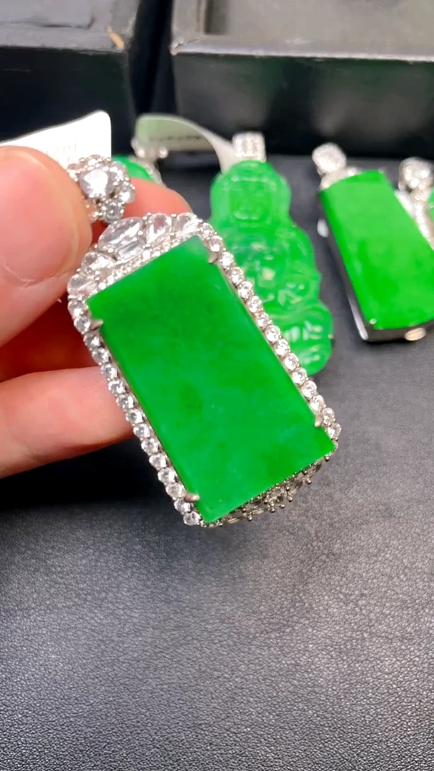 吊坠(不含链)银S925镶嵌翡翠吊坠