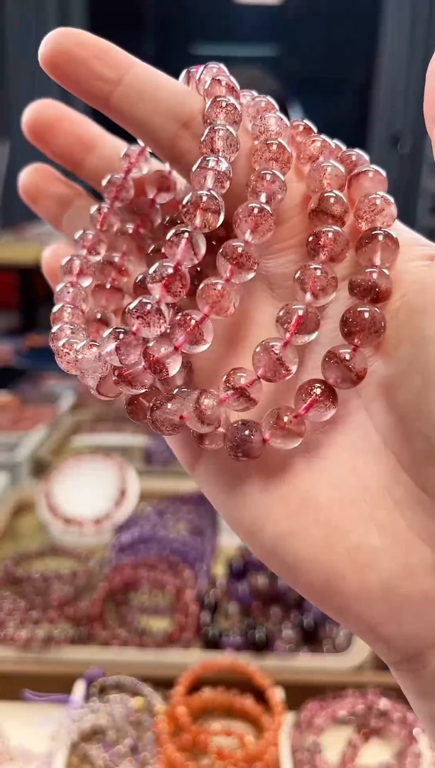 未镶嵌手串水晶金草莓超七单圈手串8mm【多样性发一】