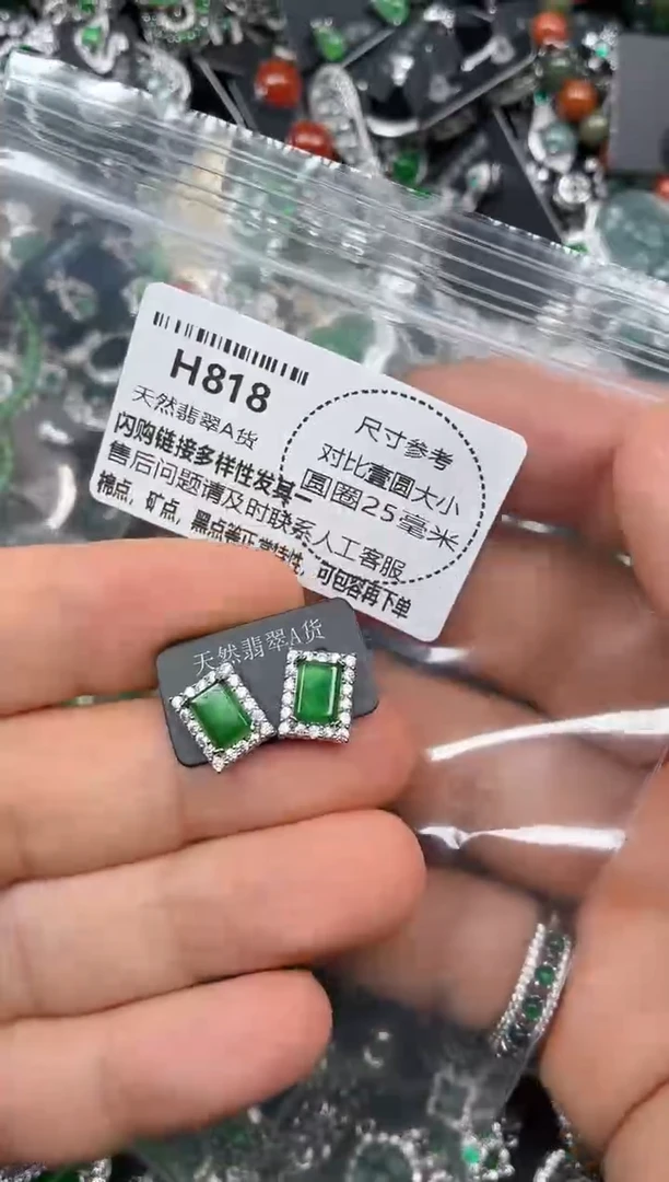 颈饰未镶嵌翡翠H818耳钉