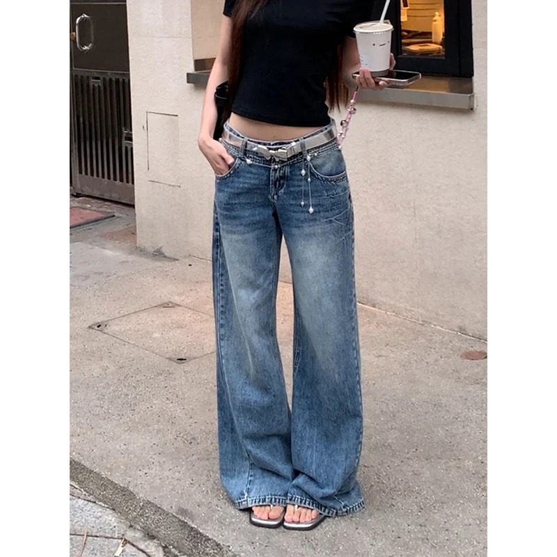 【腿精裤】夏季显瘦蓝色牛仔裤直筒复古修身百搭宽松长裤BA06006#