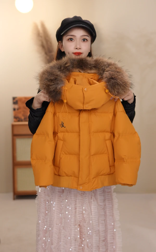 2025新款大毛领90白鸭绒加厚款韩版中大童羽绒服
