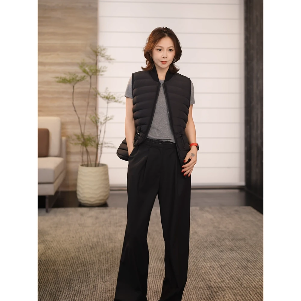 SHIIEELL白鹅绒羽绒服马夹时尚气质保暖马甲女短款无袖外套 Z1361