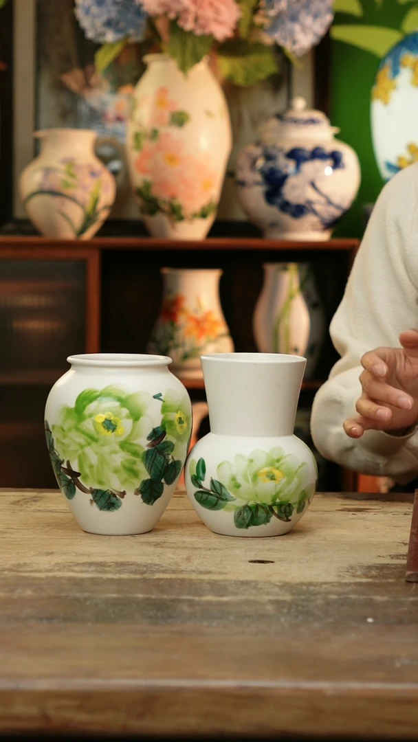 瓷片景德镇纯手工釉下彩精品花瓶