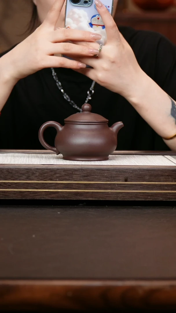 茶壶紫砂深井紫泥 大号  潘壶