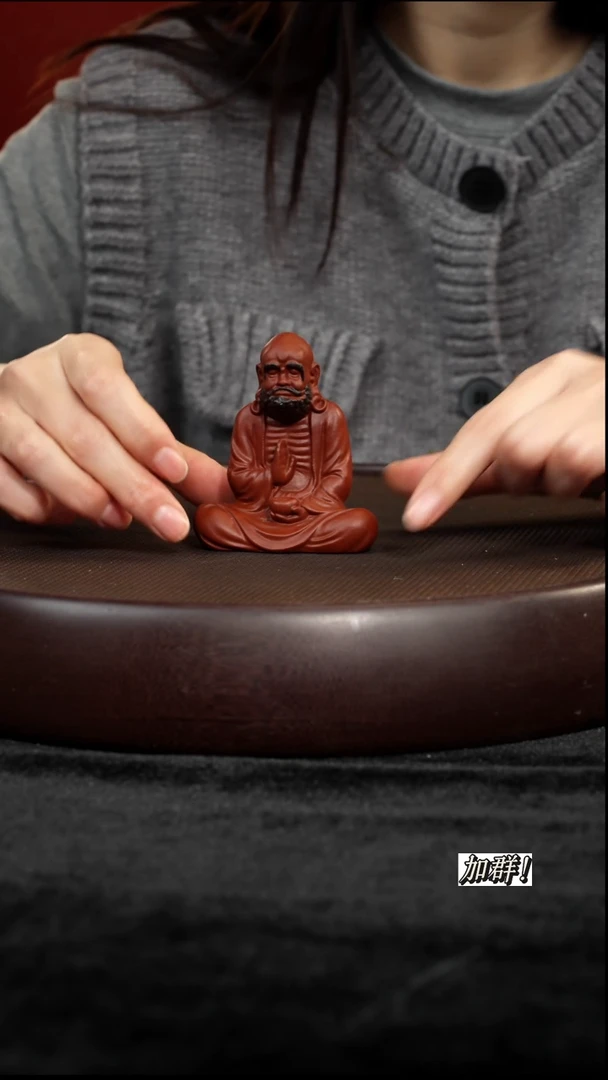 茶壶紫砂紫砂茶宠朱泥达摩
