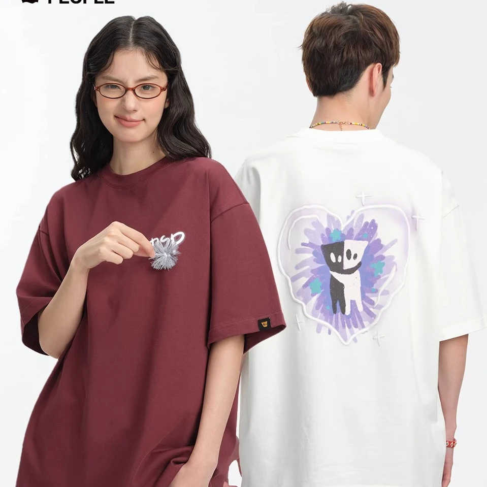 Dangerouspeople薛之谦dsp发泡印爱心小D宽松百搭潮圆领短袖T恤