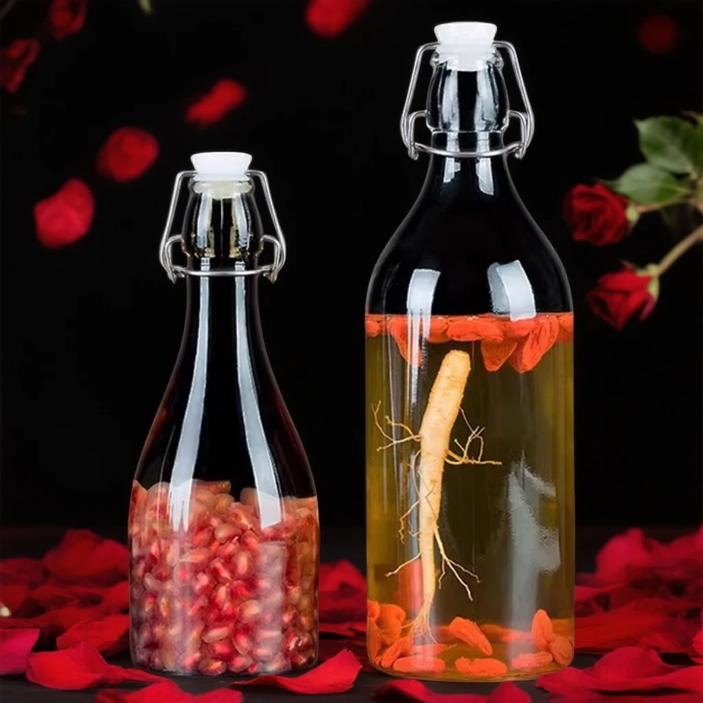 喜碧酿酒玻璃空瓶子酒瓶高档带盖葡萄装红玻璃瓶泡酒专用玻璃瓶