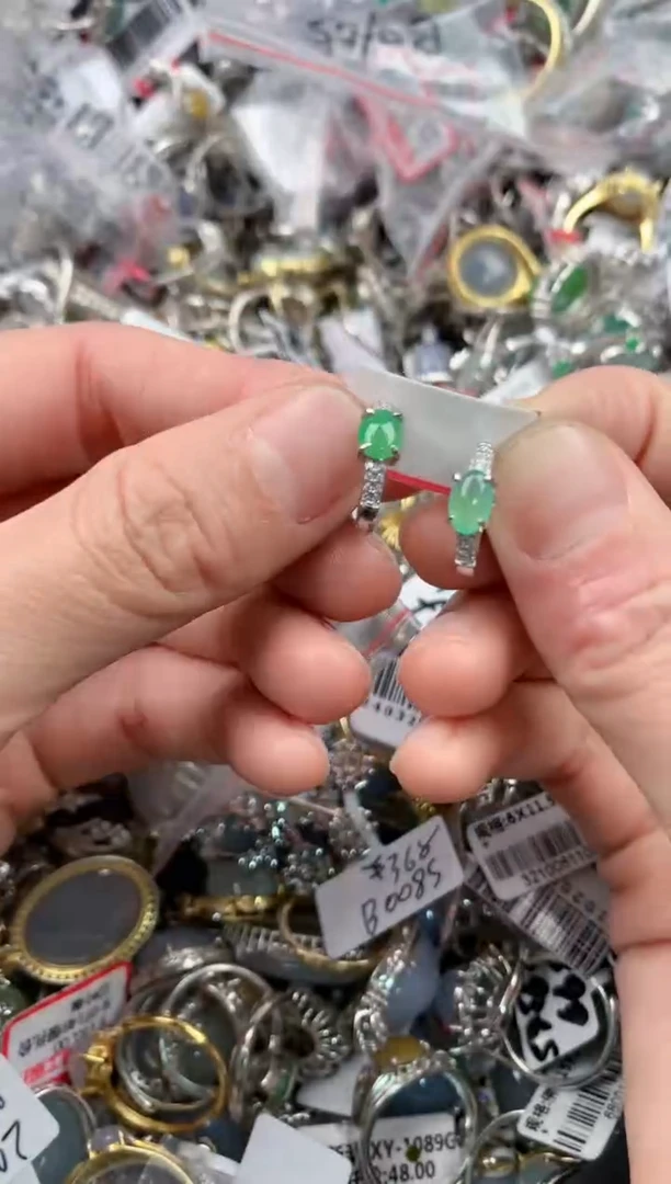 银S925镶嵌戒指翡翠10   7