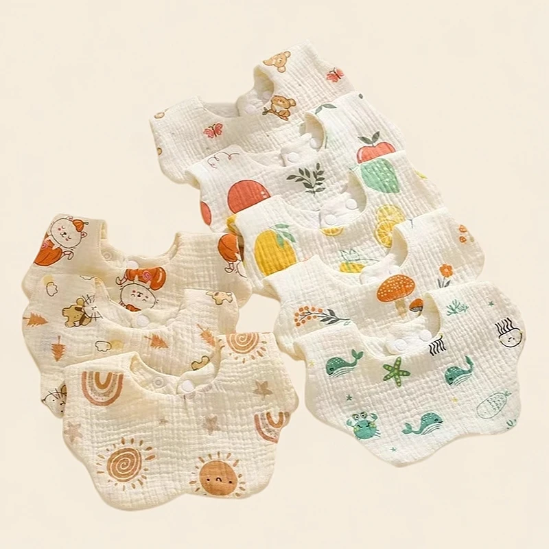 口水巾纯棉防吐奶围嘴柔软公主高颜值韩版春夏薄款新生儿围兜