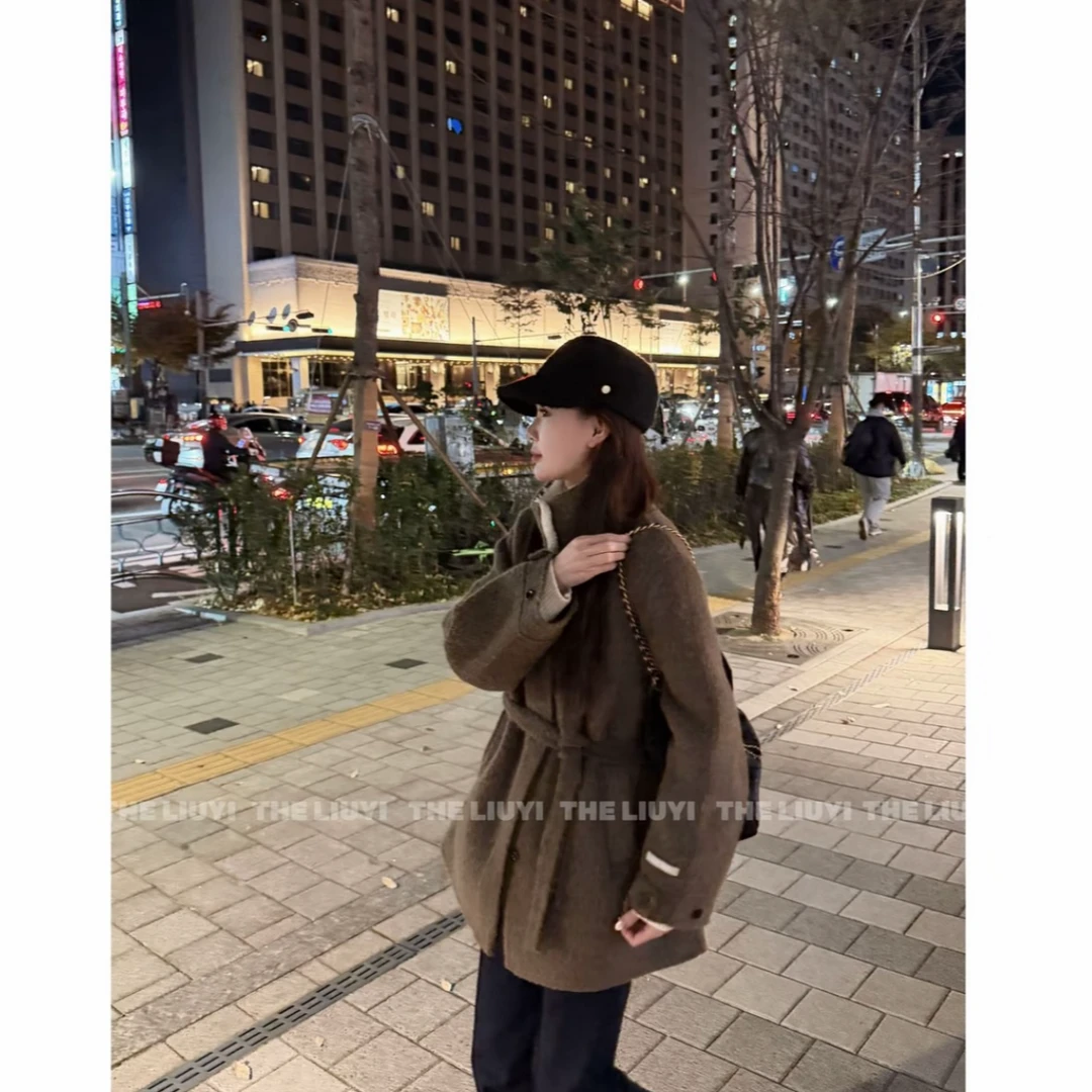 【LIUYI】苏力羊毛高定立领双面呢大衣512074