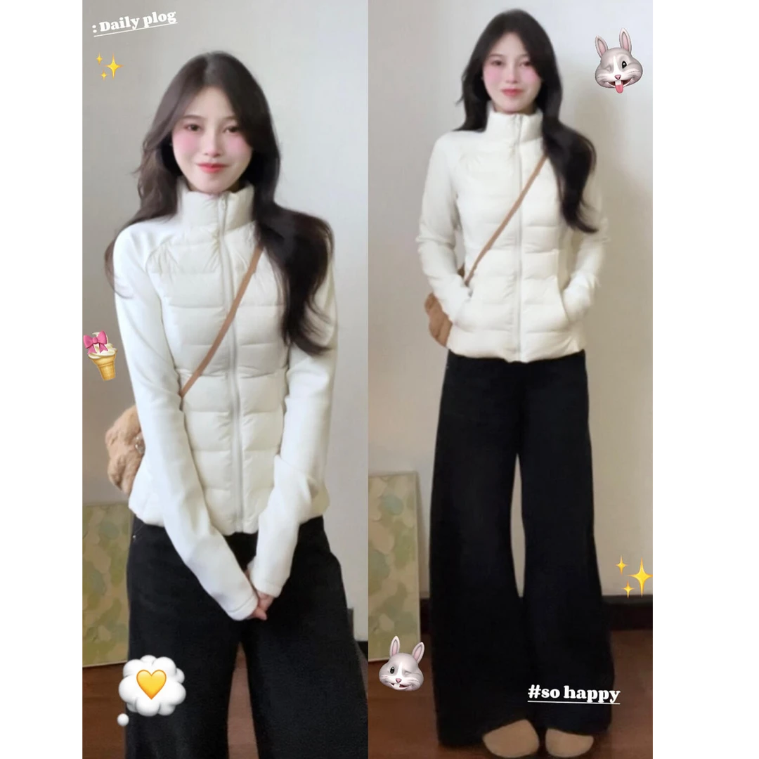 轻薄羽绒服内胆显瘦女冬季新款修身收腰内搭短款紧身加绒运动外套