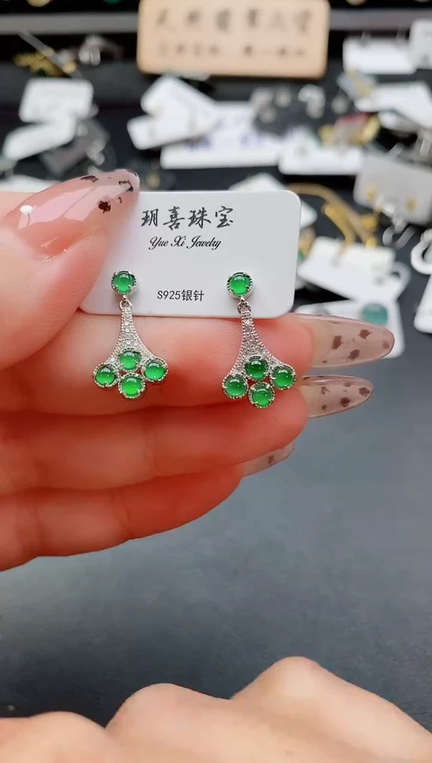 银S925镶嵌戒指翡翠1