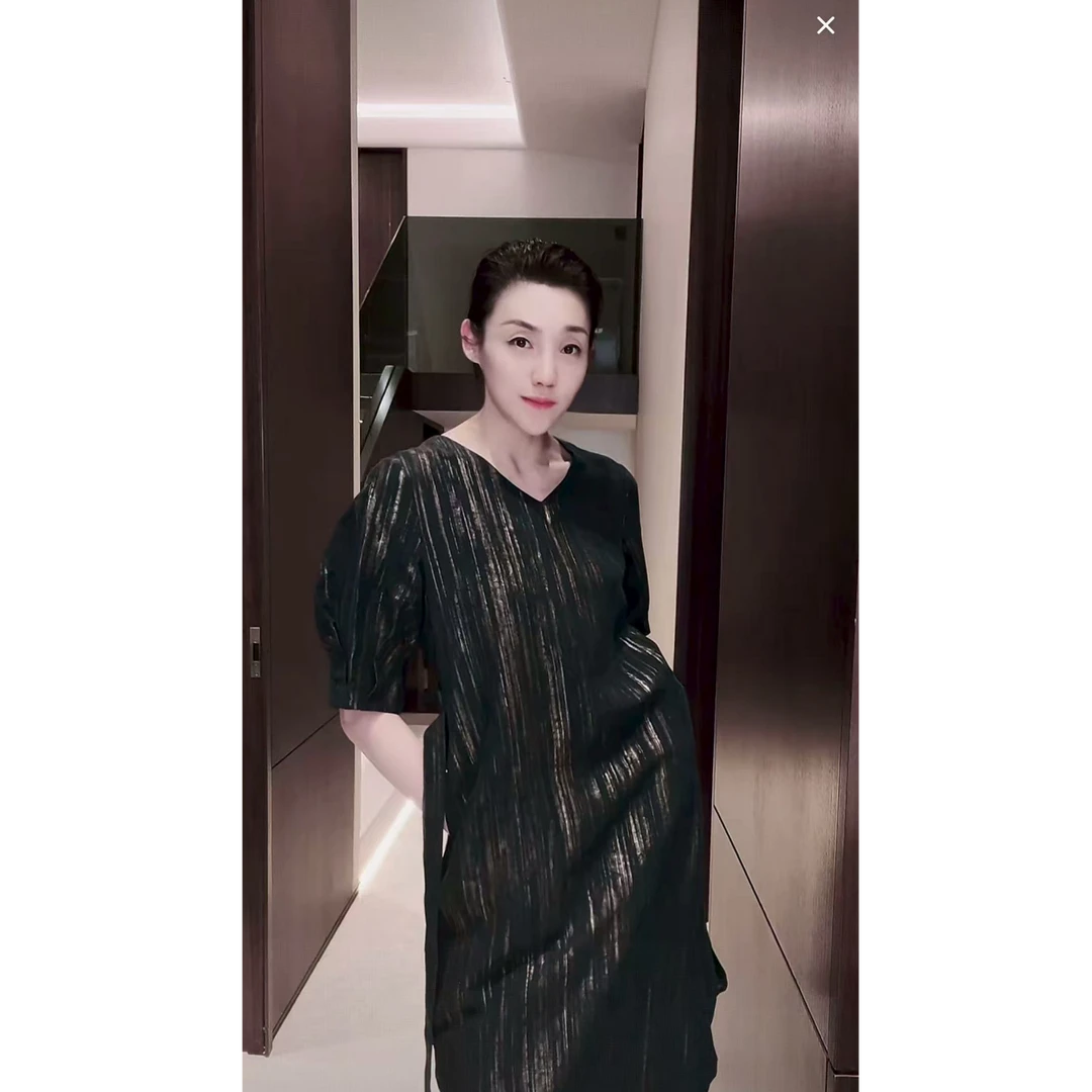 龟裂纹 桑蚕丝 香云纱 长裙 Q0654