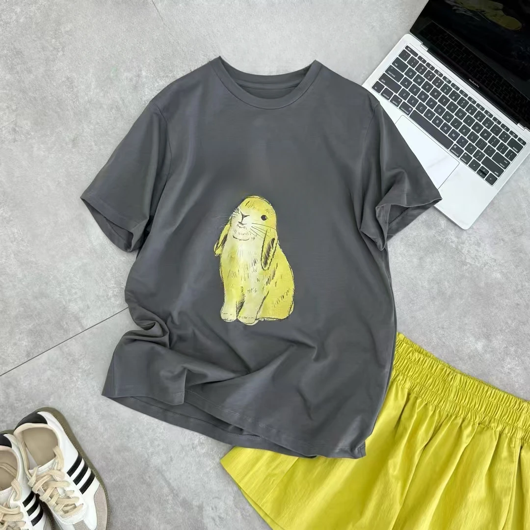 【锦衣服饰】KDM 1138圆领印花卡通兔子短袖T