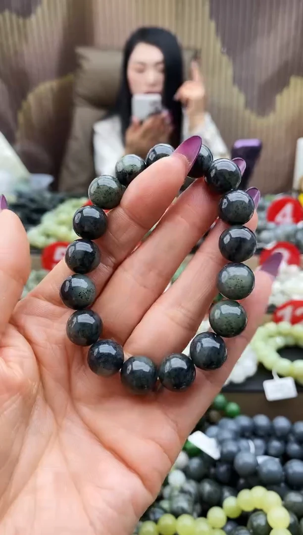 未镶嵌手串和田玉点墨青花聚墨12