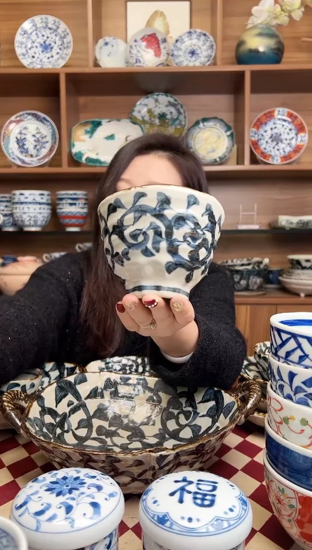 【闪购商品】瓷片章鱼唐草  井型饭碗