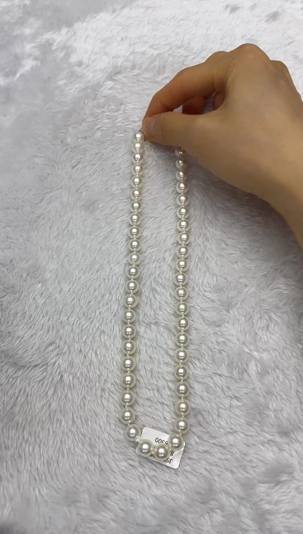 海水珍珠银S925镶嵌项链AK8.5-9mm