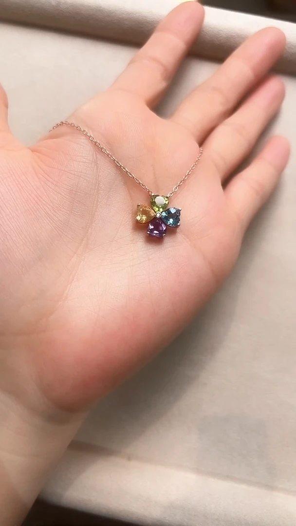 【闪购商品】水晶项链银S925镶嵌天然宝石