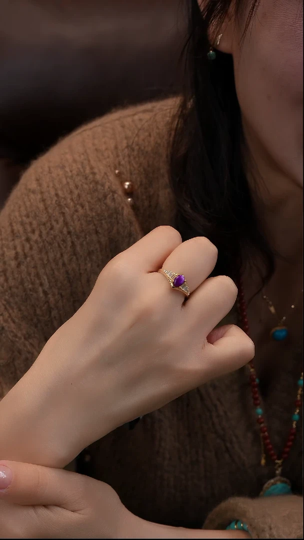 银S925镀金镶嵌苏纪石（舒俱来）戒指11111