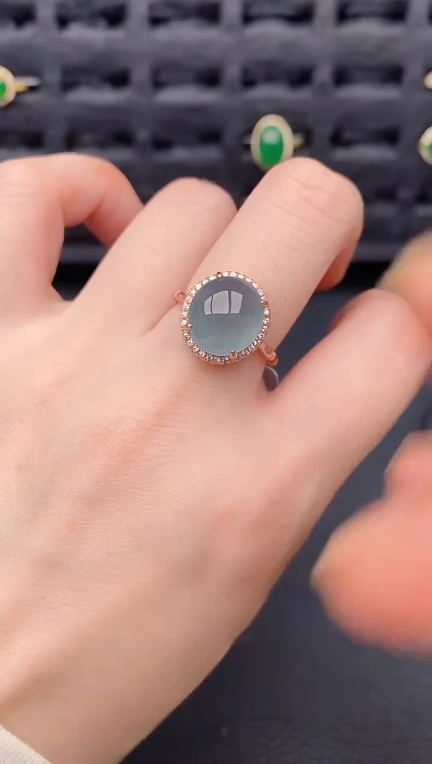 银S925镶嵌戒指翡翠天然a货翡翠207