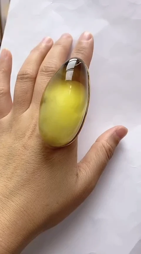 【闪购商品】琥珀裸石银S925镶嵌琥珀戒指