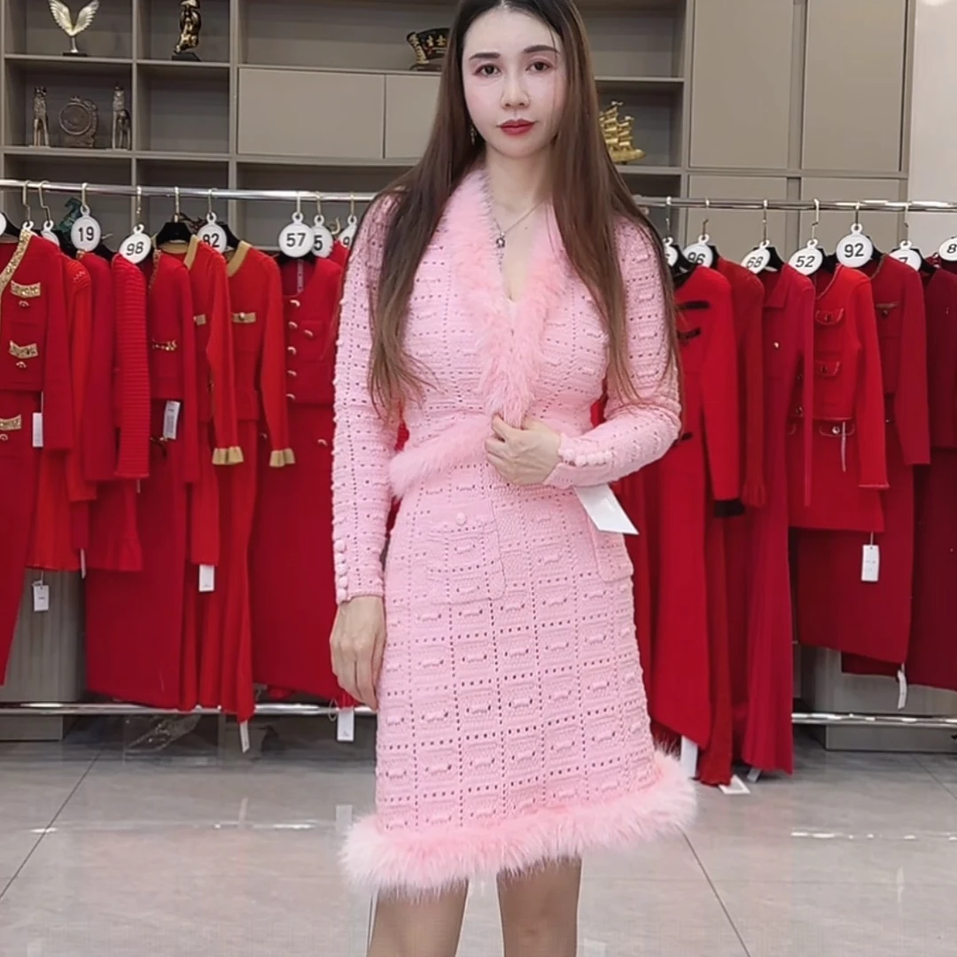 25527/25528气质时尚性感洋气秋冬复古休闲修身百搭轻奢套装