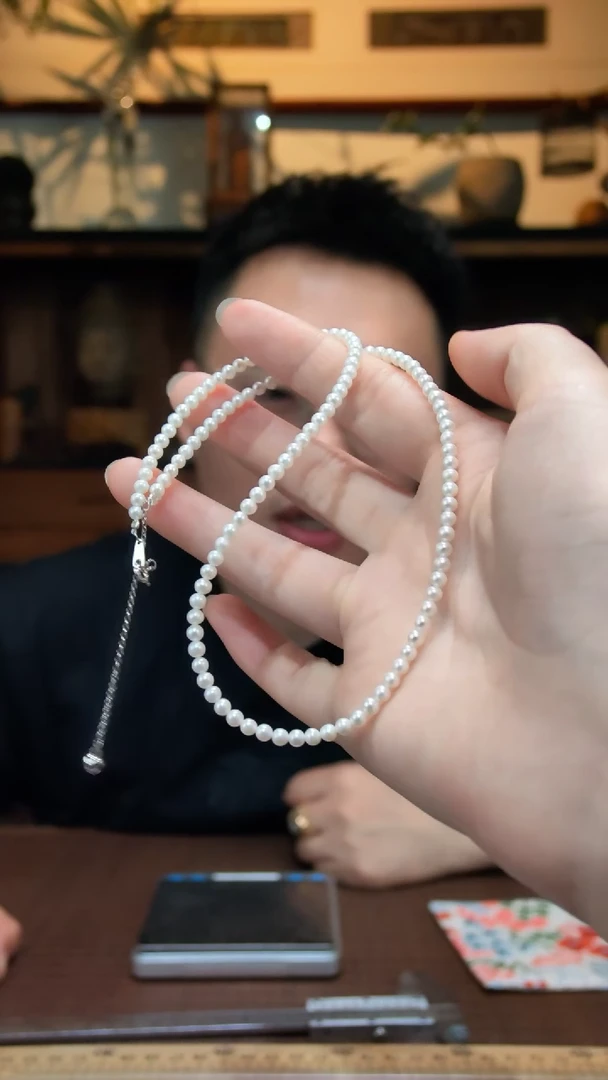 银S925镶嵌淡水珍珠颈链S925银珍珠颈链ZD