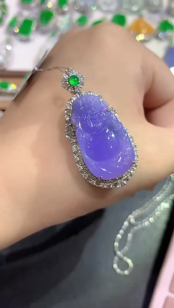 颈饰18K金镶嵌翡翠87-吊坠