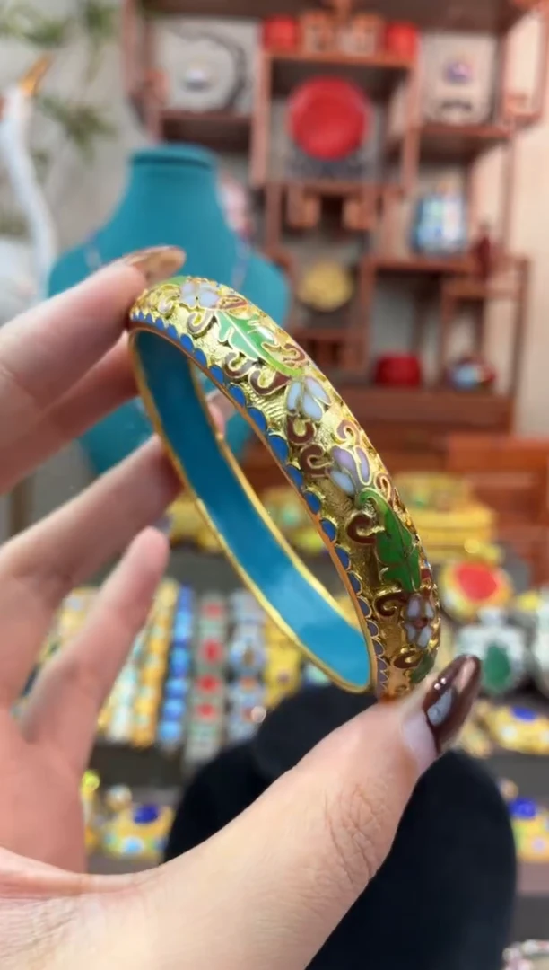 非遗手工景泰蓝金地镯子60-64