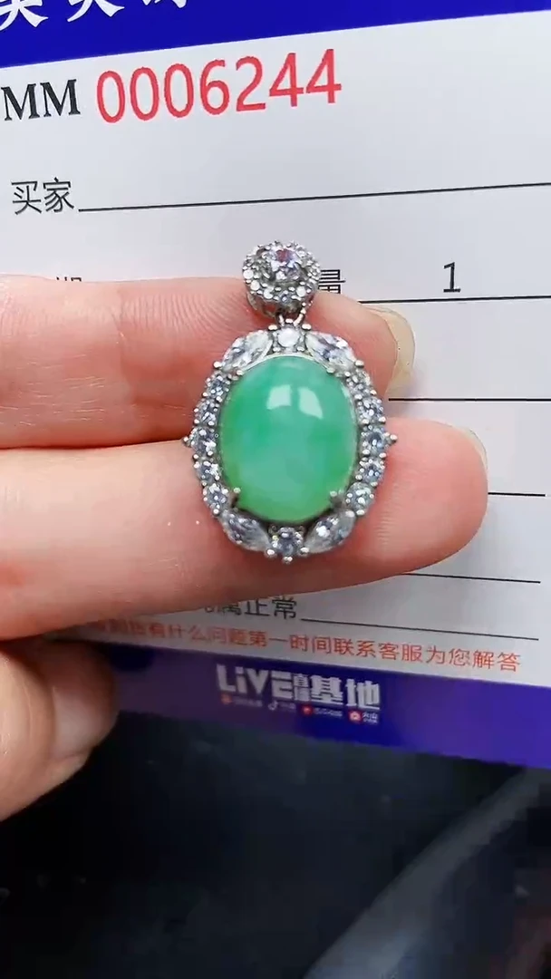 颈饰银S925镶嵌翡翠6244