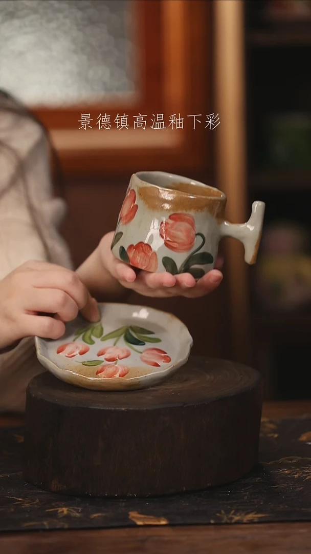 陶瓷景德镇高温釉下手绘陶瓷@L003@