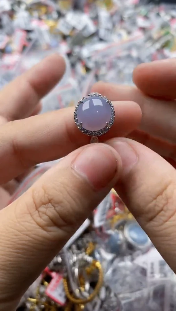 翡翠戒指银S925镶嵌1111---9