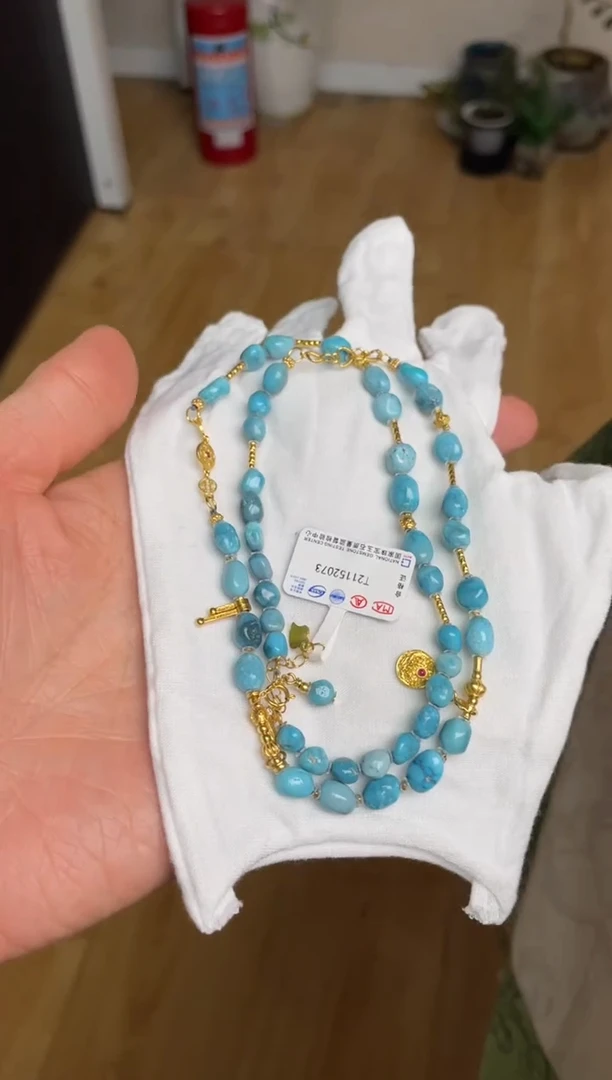 绿松石银S925镶嵌项链120