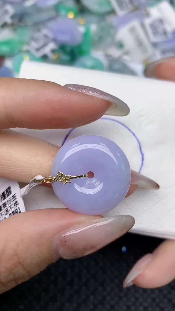 颈饰18K金镶嵌翡翠天然缅甸翡翠a货百元以上9元证书费自理